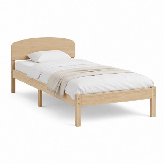 Lit simple cadre de lit en pin massif naturel rectangulaire 90 x 190 cm