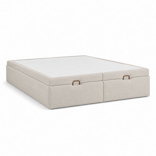 Lit coffre avec 2 tiroirs beige en polyester 160 x 200 cm